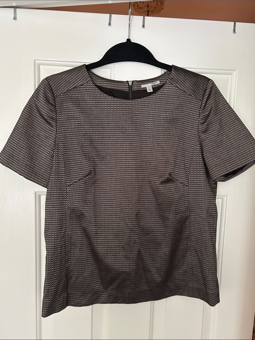 Textured Jacquard Black and Silver Shell Top